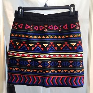 Sam Edelman Black Southwestern Beaded Mini Skirt